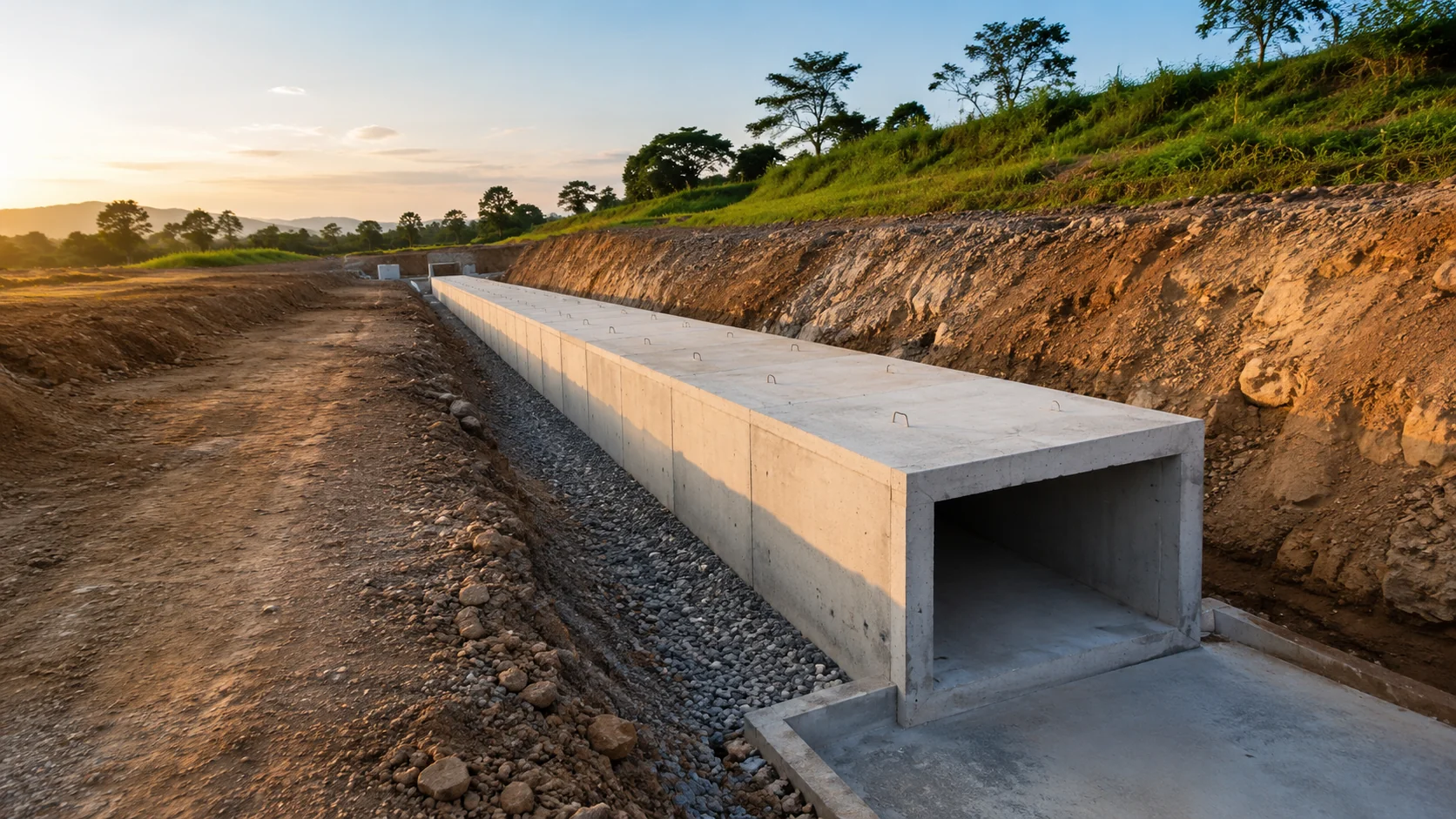 Concrete box drain civil construction